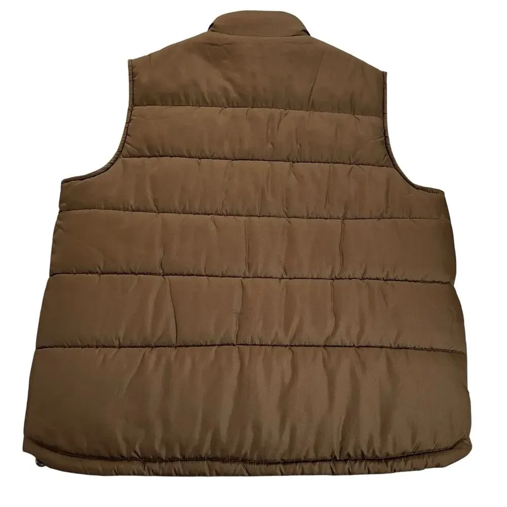 NordicTrack Puffer Vest Men's L Brown Full Zip Media Pocket Insulated Quilted